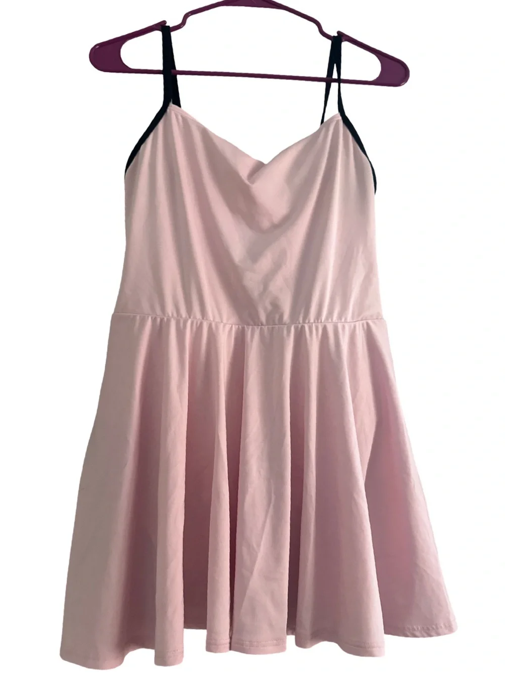 Kate Spade New York L Pink Swim Dress One Piece Swimsuit Skirt Black Trim